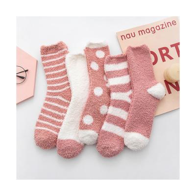 China QUICK DRY Fuzzy Socks Warm Socks Comfortable Fluffy Stripe Design Ready To Ship Women Socks Juicy Red for sale