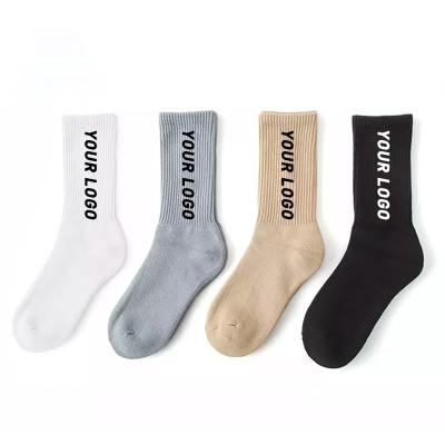 China QUICK DRY 1 Pairs Custom Crew Socks Long MOQ Your Logo Socks Earth Tone Cushioned Custom Packaging Socks for sale