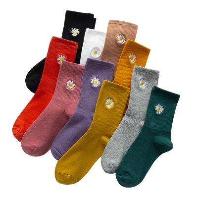 China Crew Style Funny Cute QUICK DRY Casual Women Socks Embroidery Pattern Cotton Socks for sale