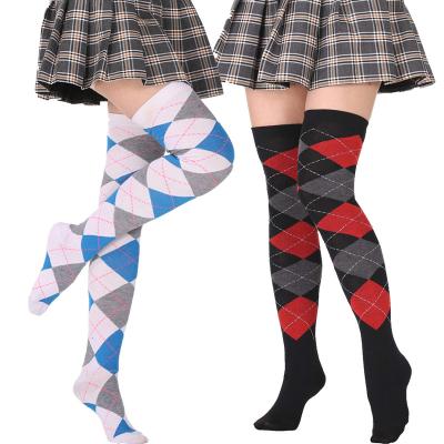 China QUICK DRY Over Knee Socks Cotton Socks Diamond Design High School Style for sale