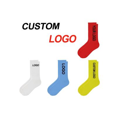 China Custom Logo Socks Breathable Factory Wholesale QUICK DRY design custom stockings bangs outdoor sport cotton crew socks for sale