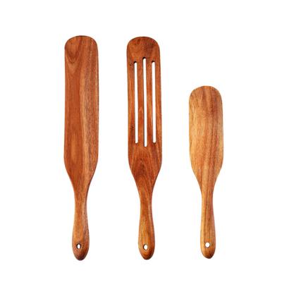 China Sustainable Natural Eco Friendly Kitchen Utensil Acacia Wooden Utensils Bamboo Wooden Spurtle Set for sale