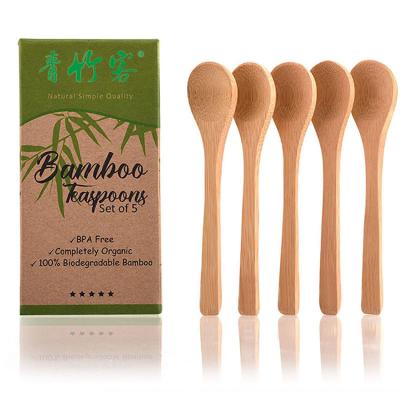 China Viable Spoon Small Mini Bamboo Spoon Christmas Gifts 5pcs Teaspoon Tea Spoon Sets for sale