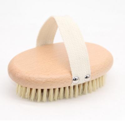 China All Natural Wooden Scrub Brush Body Bath Brush Beech Massage Sisal Bristle Dry Skin Hand Held Bath Brush for sale