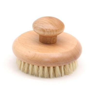 China All Natural High Quality Customized Beech Hat Shaped Short Sisal Round Handle Bath Dry Brush for sale