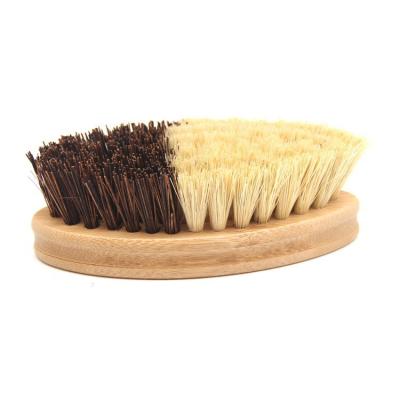 China Sustainable Environmentally Friendly Bamboo Sisal Boarse Stiffen Oval Fruit And Vegetable Cleaning Brush For Kitchen Pots And Pans for sale