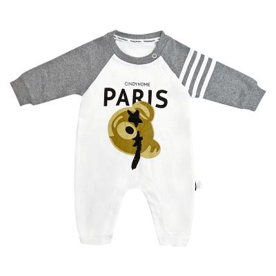 China Spandex/cotton super cute baby clothes foreign spring and spring cotton baby clothes personality autumn cute bear one-piece pure khaki small for sale