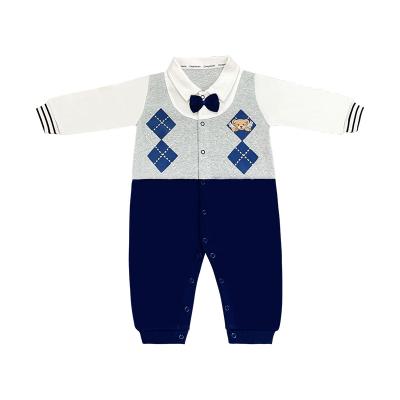 China Spandex/cotton wind baby overalls spring pure western male baby's British moon and autumn cotton style gentleman's full hundred days spring clothes for sale