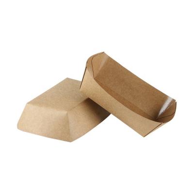 China 2021 Manufacturer High Quality Packaging Trays Disposable Kraft Paper Brown Grease Cardboard Ship White Paper Fast Food Disposable for sale