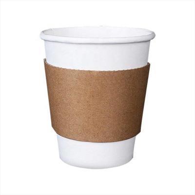 China Wholesale Custom Thickened Disposable Heat Insulation Cup Sleeve Disposable Corrugated White Kraft Paper Card for sale