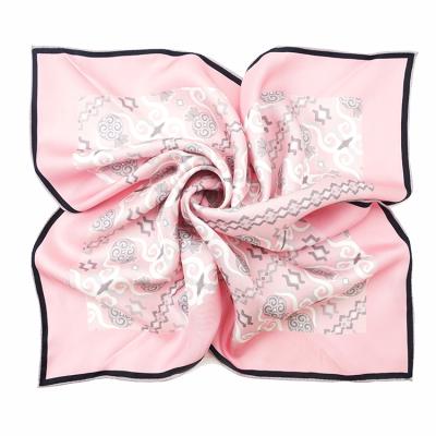 China Decorative Hot Pink Skin Woman Silk Luxury Scarf for sale