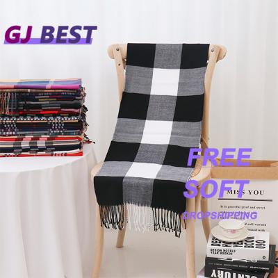 China 2021 retro new autumn and winter fashion wool plaid scarf skin shawl female tassel scarf for men and women for sale