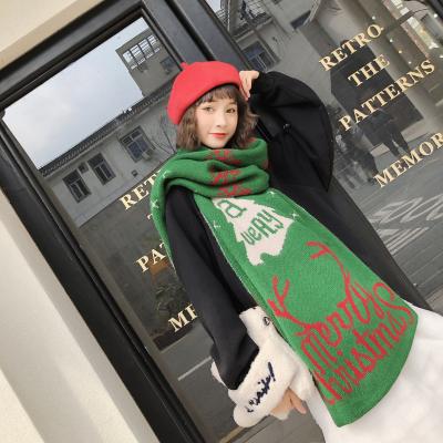 China Keep Winter Warm Style Knitted Christmas Scarf Pattern Cute Fashion Christmas Gift Shawl Scarf New for sale