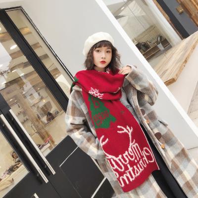 China Keep Warm Christmas Pattern Scarf Red Green Winter Knitted Jacquard New Designed Shawl For 2022 New Year Gifts for sale