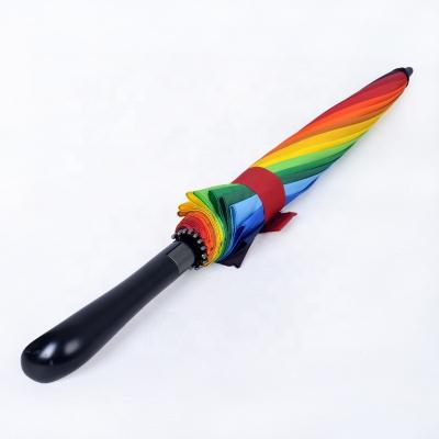 China New Rainbow Design CLASSIC Promotional ABS Handle Fiberglass Support 23 Inch Auto Umbrella Golf for sale