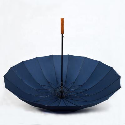 China 210T Control 210T Big Size OEM Handle Rain Umbrella Wood Golf CLASSIC Good Quality Pongee Fabric for sale