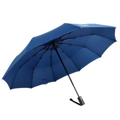 China Barber Shop High Quality Customized 23 inches Narrow Open Automatic Fold Umbrella 10 Dark Blue Rib for sale