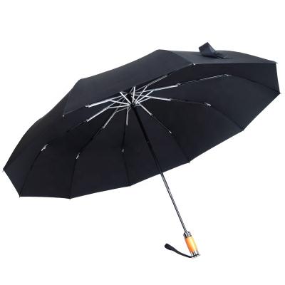 China Barber Shop Exclusive 30% Cheap Wooden Handle Fiberglass And Support Aluminum Fully Automatic Open Folding Umbrella for sale