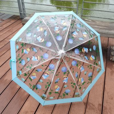 China New Design Novelty Wholesale Cute ABS Automatic Handle Straight Clear Transparent Umbrella for sale