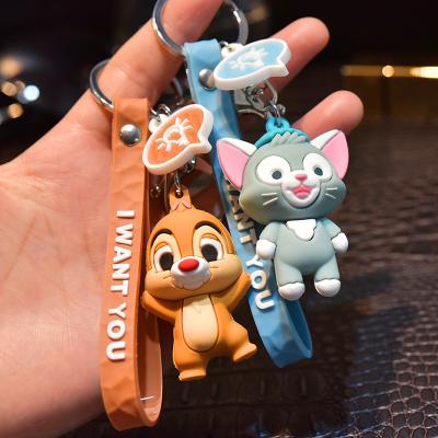 China Cat Dolls Pendant Key Rings Daily Life Cartoon PVC Soft Rubber Squirrel Keychains 3D Lovely Car Bag Decoration Accessories Gift Chain for sale