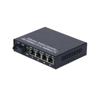 China Telecom Comunication Fiber Optic Media Converter 4 port 10/100/1000M  RJ45  to Gigabit SC Single Fiber Transceiver 20--120km Media Converter for sale