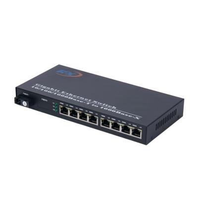 China FTTH FTTxFTTB Network Media Converter 8 port gigabit to 2 fiber Ethernet Single Mode  Fiber Optical Transceiver 1000base-t Fiber Optic Media Converter for sale