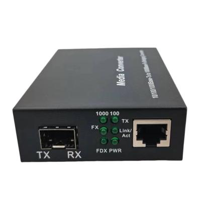 China FTTH FTTxFTTB Network SFP Media Converter  Fast Ethernet 10/100/1000M  Gigabit Fiber Optic to RJ45  300m 20-120km  Fiber Optical Media Converter for sale