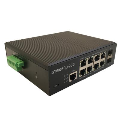 China FTTX Factory Ethernet Switch  1000M 8 port  RJ45 to 2 GIgabit SFP Optical Fiber Switch  L2  Managed   Din-rail  Industrial Switch for sale