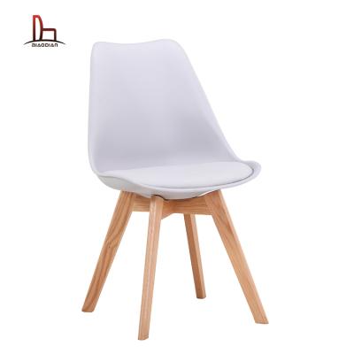 China Dining room chair upholstered natural light gray black white plastic seat shell chair normal and classtic for sale