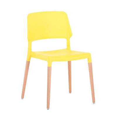 China Durable Wholesale Modern EMS PP Plastic Living Room Chair With Wooden Legs for sale