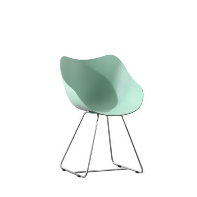 China China Factory Modern Best Selling Plastic Dining Chair With Special Geometric Metal Legs for sale