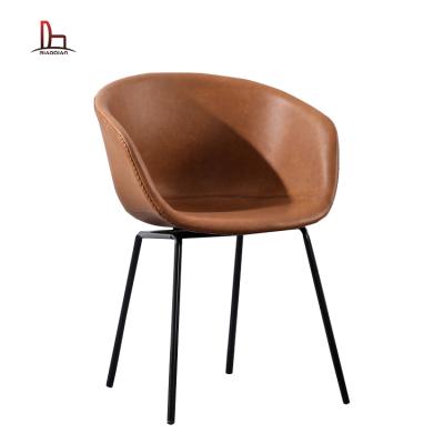 China Custom Convertible Luxury Tub Chair Dining Room Furniture Armrest Seat Leather Dining Armchair for sale