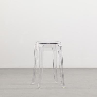 China Wholesale Cheap Stackable Convertible Low Furniture Clear PC Plastic Dining Stool for sale