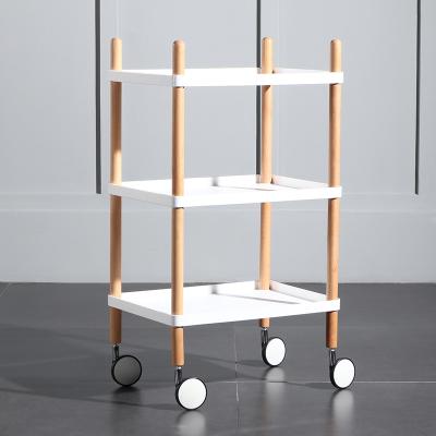 China Factory direct high quality 3 tier solid wood hot sale kitchen cart with wheels for sale