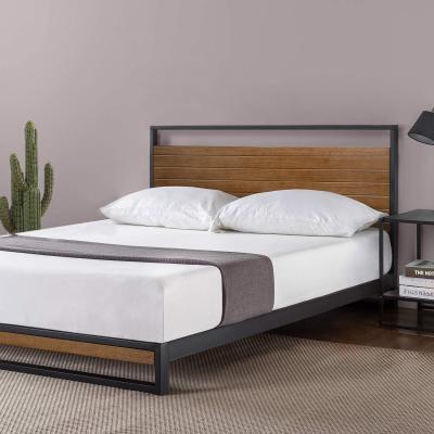 China Modern LARGE Matheney Platform Bed Metal Cheap Double Bed With Wood for sale