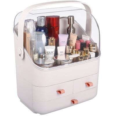 China Portable Stored Makeup Jewelry Organizing Dustproof Desktop Cosmetic Storage Box for sale