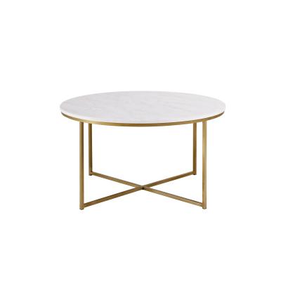 China Durable modern simple white color pattern leisure round table oval small living room contemporary marble top coffee table for sale