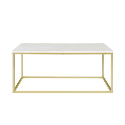 China Durable New Design Wooden Tv Stand And Coffee Table With Gold Metal Frame Living Room Furniture 2 Tier for sale