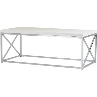 China Hot Sale Durable White Glossy Chrome Legs Living Room Furniture Coffee Tables for sale