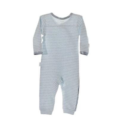 China Breathable Happy Blue Ribbed Cute Baby Pajamas Organic Cotton Baby Pajamas for sale