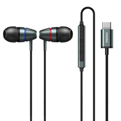 China Remax In-Ear Thunderbolts / Moving Type C Coil Unit, Aluminum Alloy Wire Cheap In-Ear Wired Monitoring Headphone Microphone Earbuds Earphone for sale