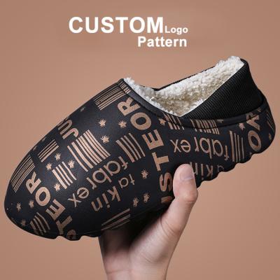 China CUSHIONING Custom Warm Cartoons EVA Winter Slides For Men Pattern Couples Slipper Fur Non Slip Indoor Home Men Women Slippers Shoes Plus Size 46 for sale