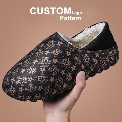 China CUSHIONING Pattern Logo Winter Women Slides Indoor Cotton Worm Custom Shoes Fashion Men's Casual Sandals For Home Bedroom Slipper Fur Plush for sale