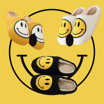 China Wholesale Home Bedroom Ladies Plush Face Fashion Trend Smile Indoor Men's Winter Slippers S Slip On Fashion Smiley Fur Fluffy Women' for sale