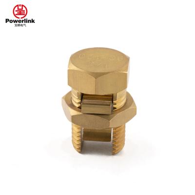 China Branch or Connect Overhead Hard Copper Conductor or Insulated Copper OEM&ODM Grounding Brass Split Bolt Connector for sale