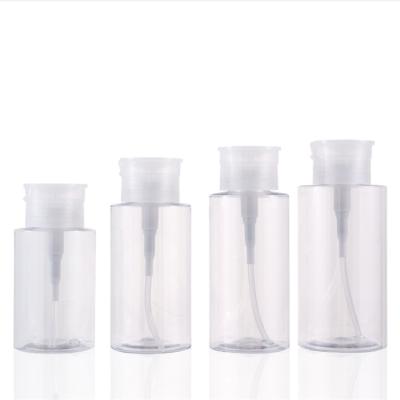 China Cosmetic Plastic Push Pump Nail Polish Remover Pump Dispenser Bottles 150ml 180ml 200ml for sale