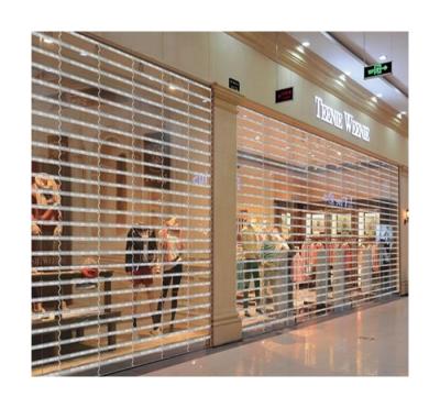 China Perspective Clear Fashion Automatic Commercial Transparent Polycarbonate Crystal Roller Shutter Door for sale