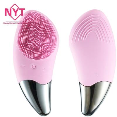 China Factory Price Food Grade DEEP CLEANSING Silicone Waterproof New Silicone Rechargeable High Frequency Electric Vibrating Facial Cleansing Brush for sale