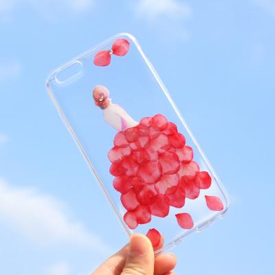 China Beautiful Real Dry Pressed Flower Mobile Phone TPU Transparent Clear Case by JESOY for iPhone 6 7 for sale