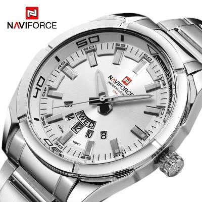 China Auto Date Naviforce 9038 Men Quartz Watches Luxury Sports Watches Waterproof Mens Stainless Steel Wristwatches for sale